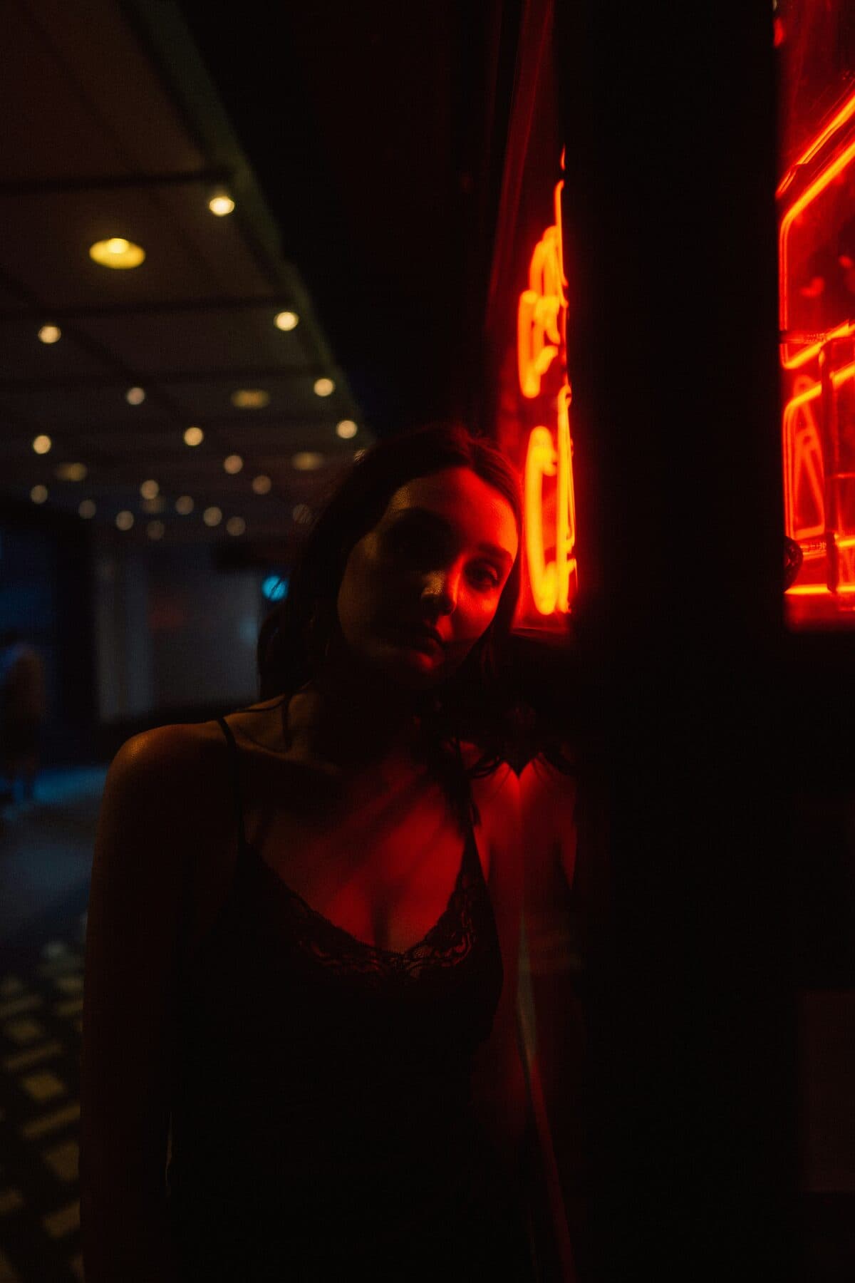 Portrait with colored city light