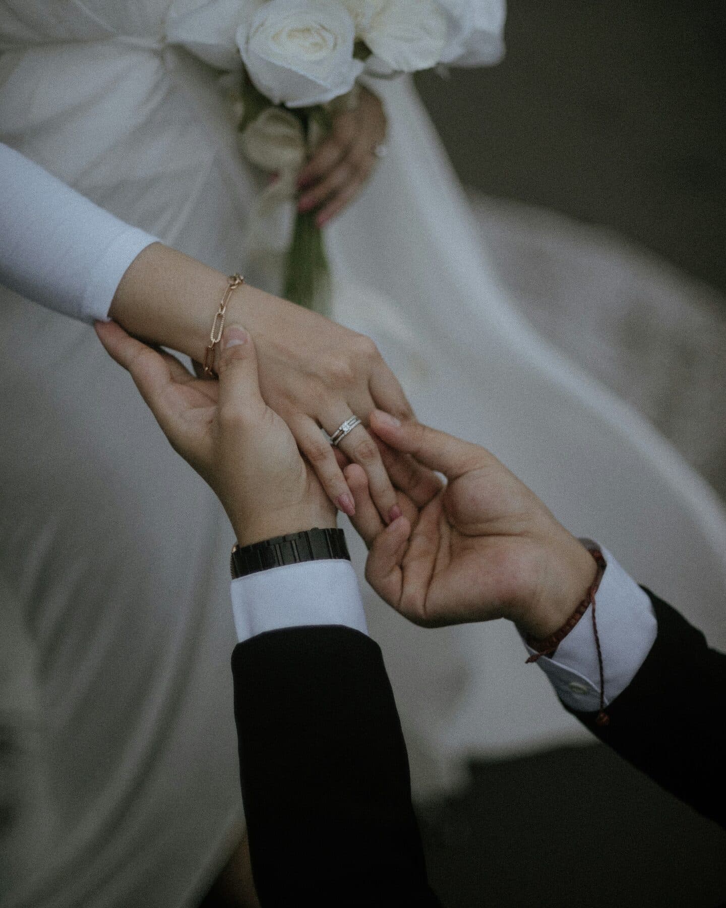 Close-up detail of wedding rings